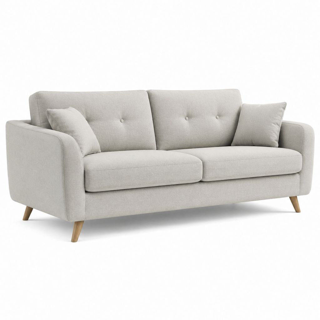 Divano 3 posti grigio chiaro in poliestere rettilineo 200 x 88 x 85 cm