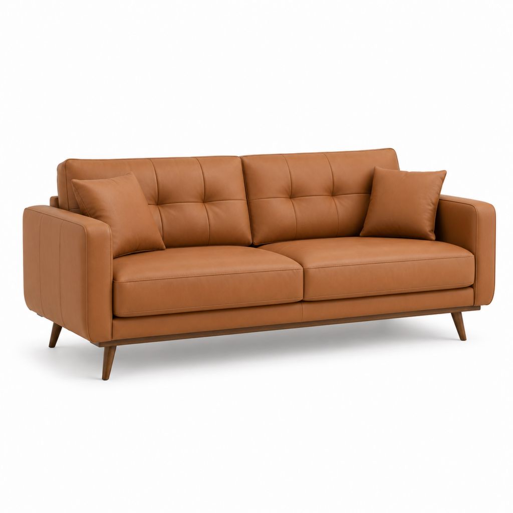Divano 3 posti marrone in pelle PU rettangolare 210 x 90 x 86 cm