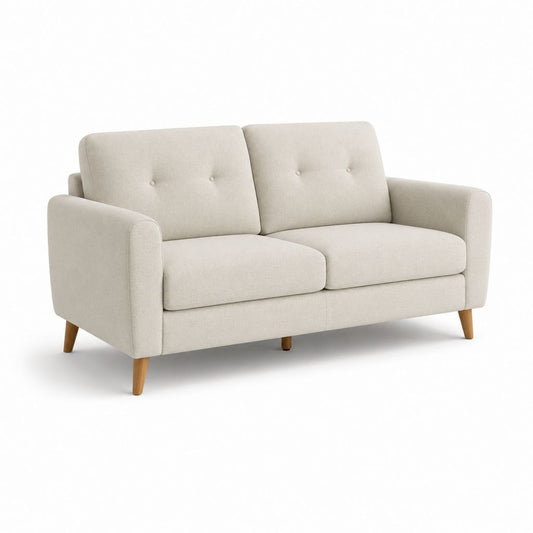 Divano 2 posti beige in poliestere con gambe in faggio 160 x 85 x 84 cm