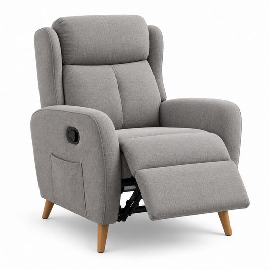 Poltrona reclinabile manuale grigia in poliestere 90 x 95 x 102 cm