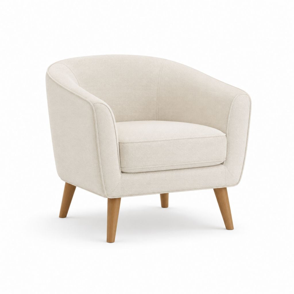 Poltrona da soggiorno beige in poliestere con gambe in legno massello 72 x 72 x 78 cm