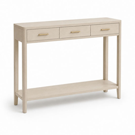 Consolle ingresso con 3 cassetti rovere chiaro MDF impiallacciato rettangolare 120 x 35 x 80 cm