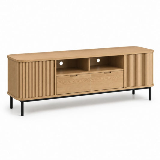 Mobile TV in MDF impiallacciato rovere naturale rettangolare 180 x 40 x 55 cm
