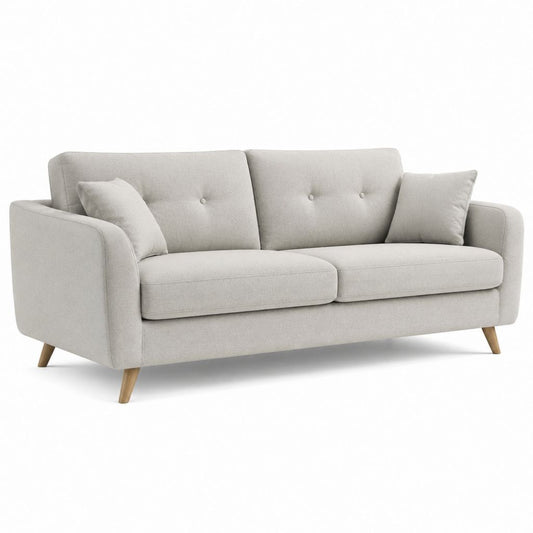 Divano 3 posti grigio chiaro in poliestere rettilineo 200 x 88 x 85 cm